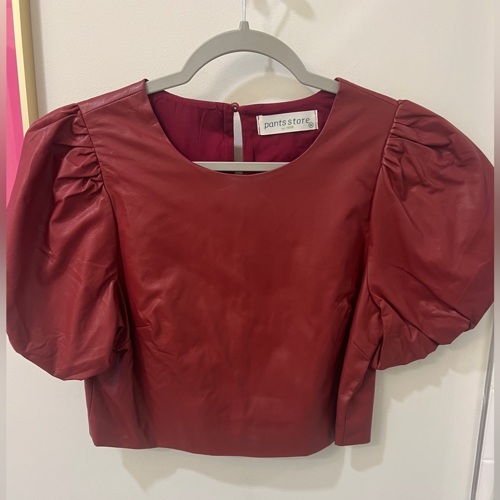 Pants store red leather top